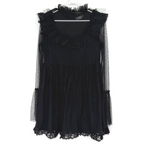 Killstar Gothic Mesh Ruffle Dress Black Sheer Lace Witchcore Goth Womens S